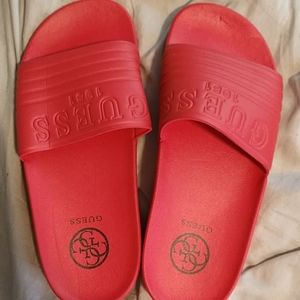 New Guess Susie red slide sandals